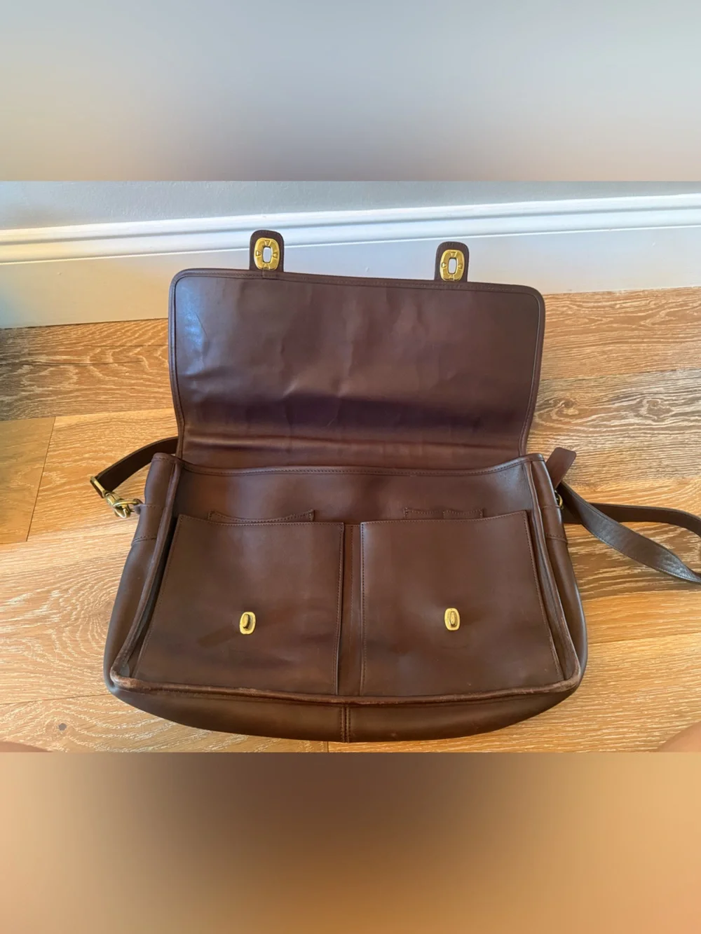 Vintage 90s Coach Prescott brown Leather Messenger Briefcase Laptop Bag